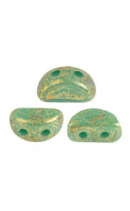 Les perles par Puca® Kos beads Opaque green turquoise gold spotted 63130/65322